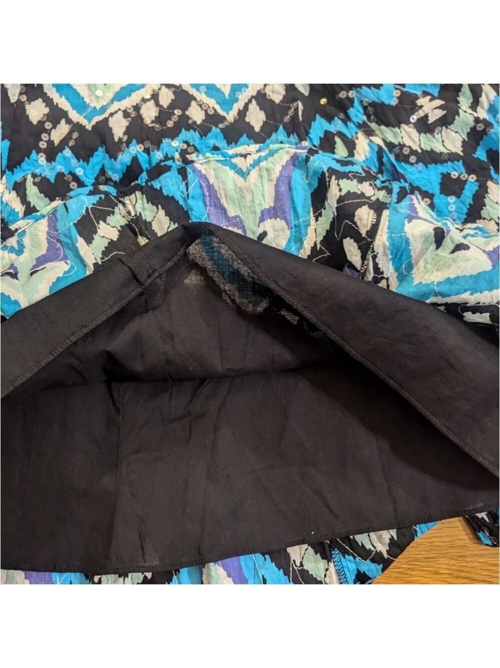 INC Circle Skirt Size 8 Black White Blue Purple Sequins - Picture 6 of 7